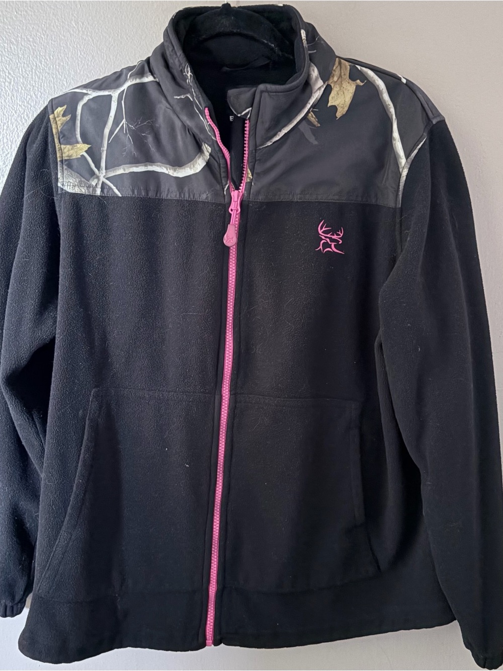 Bushmaster Womens Camo Fleece Jacket Large Pink Accent Full Zip RealTree